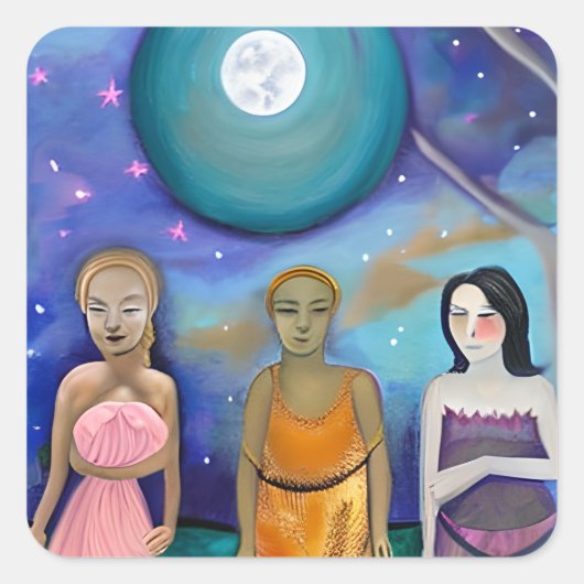 Sticker Carré Énergie de la Lune | Oeuvre céleste (Devant)