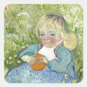 Sticker Carré Enfant avec orange, Vincent Van Gogh (Devant)