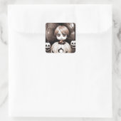 Sticker Carré Enfant déplaisant avec poison Pomme en Citrouille (Sac)