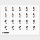 Sticker Carré Enfant Jouant Au Baseball (Feuille)