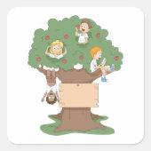 Sticker Carré Enfants amusants jouant dans l'arbre Apple (Devant)