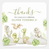 Sticker Carré Enfants Aquarelle Dinosaur fête d'anniversaire (Devant)