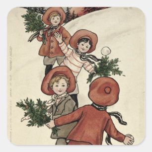Sticker Carré Enfants avec des boules de neige Holly