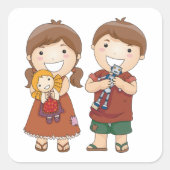 Sticker Carré Enfants Avec Jouets (Devant)