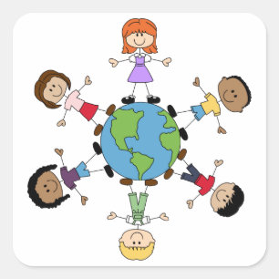 Sticker Carré Enfants dans le monde