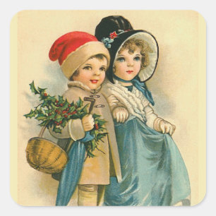 Sticker Carré "Enfants de Noël mignons"