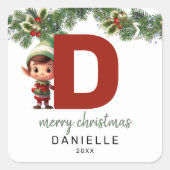 Sticker Carré Enfants Elf Initial D Noël (Devant)