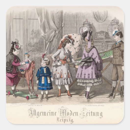 Sticker Carré Enfants en jeu (Devant)