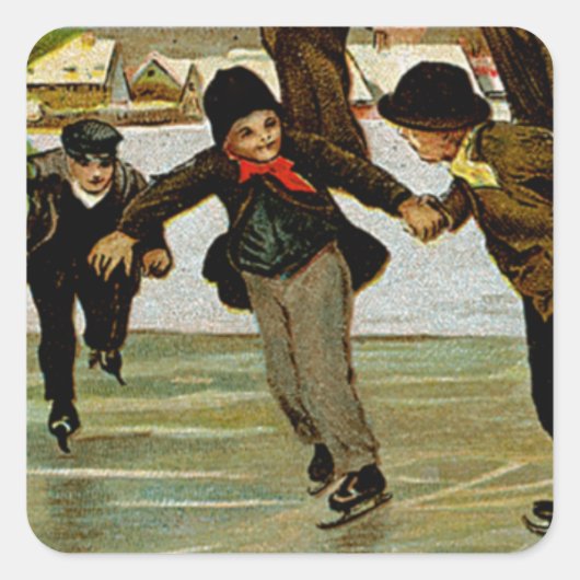 Sticker Carré Enfants Iceskating (Devant)