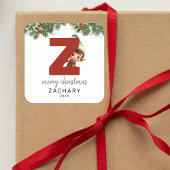 Sticker Carré Enfants initial Z Noël