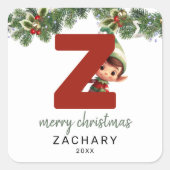Sticker Carré Enfants initial Z Noël (Devant)