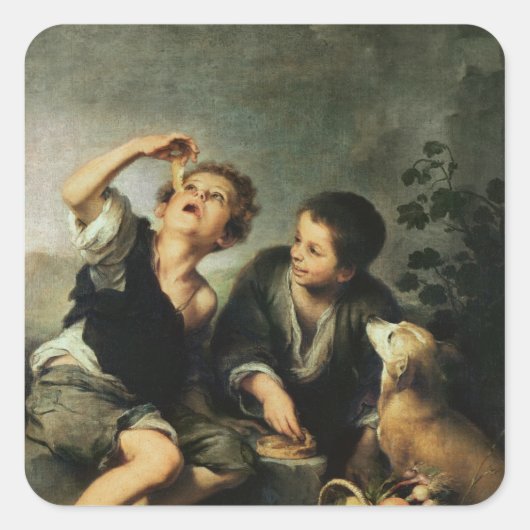 Sticker Carré Enfants mangeant une tarte, 1670-75 (Devant)