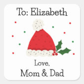 Sticker Carré Enfants mignonette Festif Santa Hat Festif Custom (Devant)