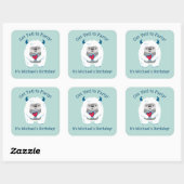 Sticker Carré Enfants mignons Yeti Anniversaire (Feuille)