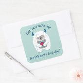Sticker Carré Enfants mignons Yeti Anniversaire (Enveloppe)