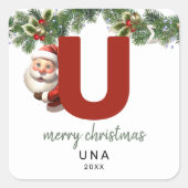 Sticker Carré Enfants Monogramme Noël (Devant)