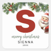 Sticker Carré Enfants Monogramme Noël (Devant)