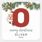 Sticker Carré Enfants Monogramme Noël (Devant)