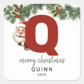 Sticker Carré Enfants Monogramme Noël (Devant)