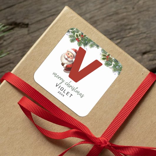 Sticker Carré Enfants Monogramme Noël