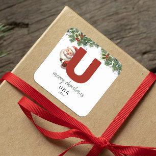 Sticker Carré Enfants Monogramme Noël