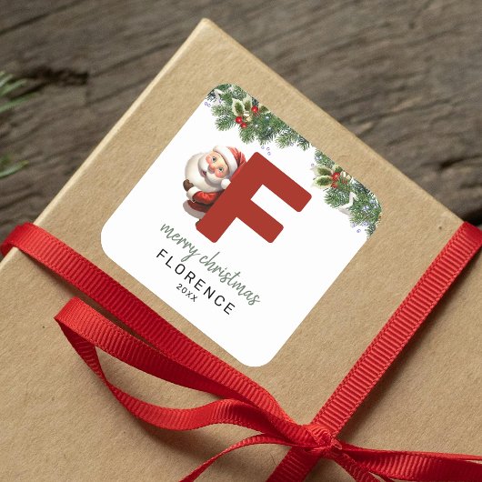 Sticker Carré Enfants Monogramme Noël