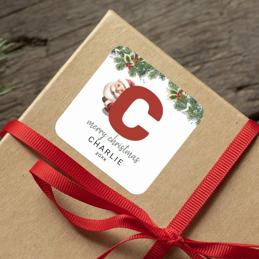 Sticker Carré Enfants Monogramme Noël