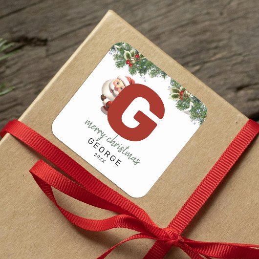 Sticker Carré Enfants Monogramme Noël