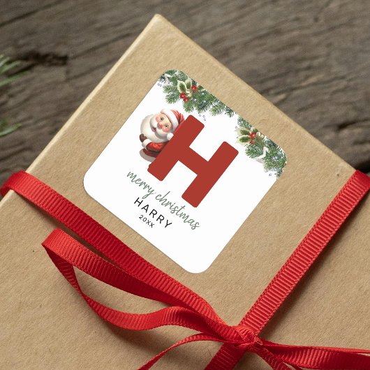 Sticker Carré Enfants Monogramme Noël