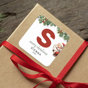 Sticker Carré Enfants Monogramme Noël