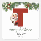 Sticker Carré Enfants Monogramme Noël (Devant)