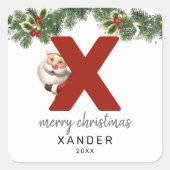 Sticker Carré Enfants Monogramme Noël (Devant)