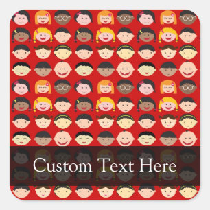 Sticker Carré Enfants multiculturels