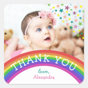 Sticker Carré Enfants Photo Anniversaire Merci