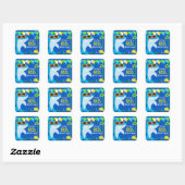 Sticker Carré Enfants requin bleu Fintastic Anniversaire (Feuille)
