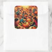 Sticker Carré Enfants s'amuser à la Citrouille Patch Halloween (Sac)