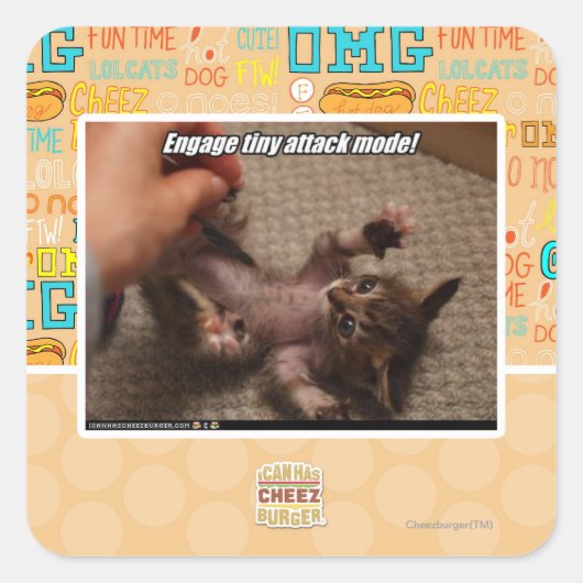 Sticker Carré Engagez le mode d'attaque minuscule ! (Devant)