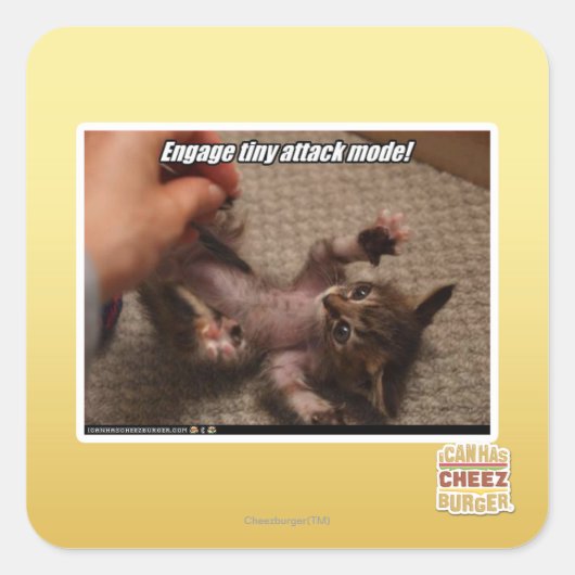 Sticker Carré Engagez le mode d'attaque minuscule ! (Devant)