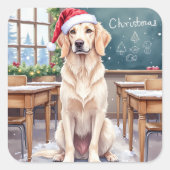 Sticker Carré English Setter Cozy Classroom Teacher Santa (Devant)