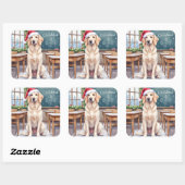 Sticker Carré English Setter Cozy Classroom Teacher Santa (Feuille)