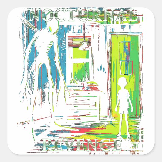 Sticker Carré Enlèvement d'Aliens de la vengeance nocturne (Devant)