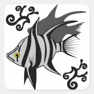 Sticker Carré Enoplosus, la vieille femme, le poisson blanc avec