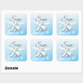 Sticker Carré Enregistrer la date Bleu Bulle Mariage Starfish St (Feuille)