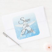 Sticker Carré Enregistrer la date Bleu Bulle Mariage Starfish St (Enveloppe)