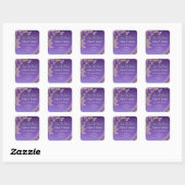 Sticker Carré Enregistrer La Date - Fleurs De Mauve Violet & Bla (Feuille)