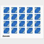 Sticker Carré Enregistrer La Date - Mariage Cobalt Blue & White  (Feuille)