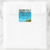 Sticker Carré Enregistrer la date Tropical Azure Beach and Palm  (Sac)