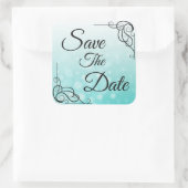 Sticker Carré Enregistrer la date Turquoise Boules Mariage Stick (Sac)