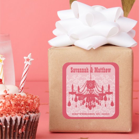 Sticker Carré Enregistrer l'autocollant Mariage Fontier du lustr (Fête)