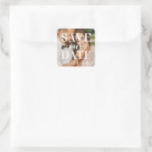 Sticker Carré Enregistrer notre date White Overlay Mariage photo (Sac)